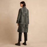 Sahara Melange Patchwork Wool Coat Grey