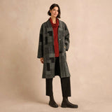 Sahara Melange Patchwork Wool Coat Grey