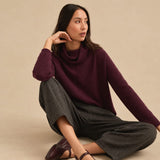 Sahara Merino Wool Cowl Neck Jumper In Plum