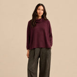 Sahara Merino Wool Cowl Neck Jumper In Plum
