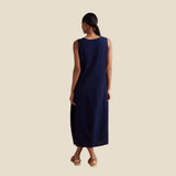 Sahara Mini Waffle Cotton Bubble Dress In Navy