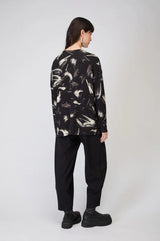 Sahara Painted Brushstrokes Jersey Top In Black