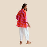 Sahara Palm Print Mirage Shirt In Pink Coral