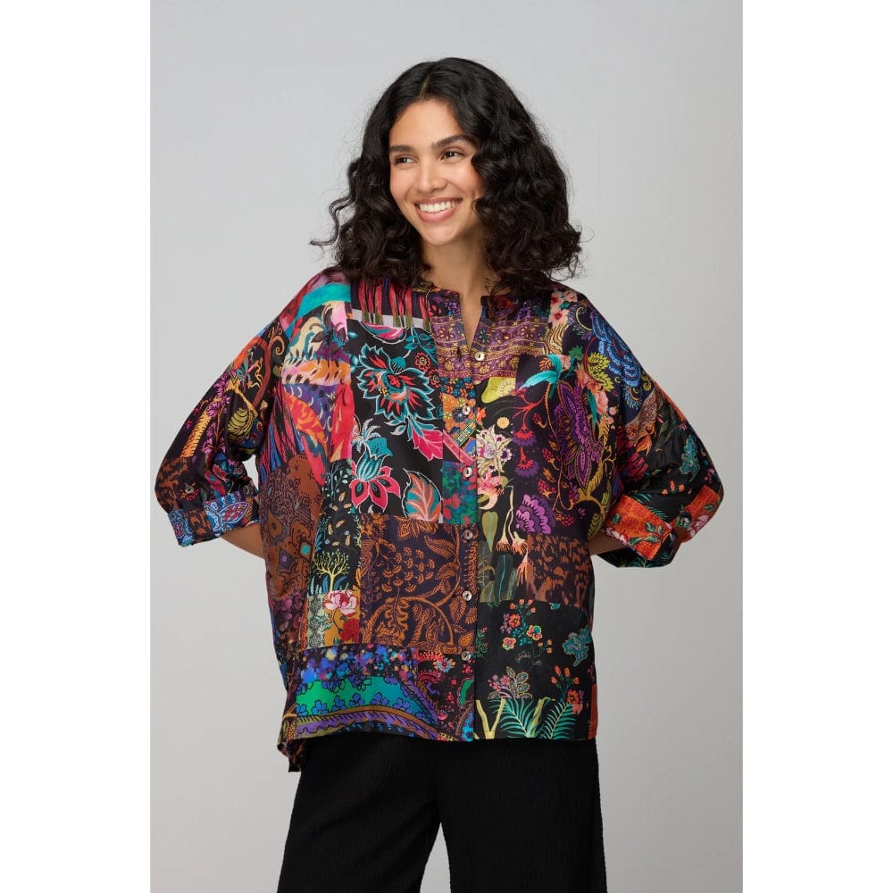 Sahara Patchwork Silk Shirt In Multi