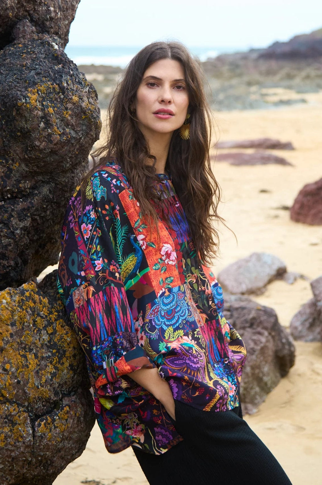 Sahara Sahara Winter Patchwork Silk Shirt