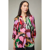 Sahara Textured Viscose Floral Collage Print Top In Multi