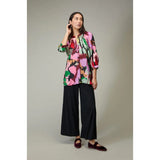 Sahara Textured Viscose Floral Collage Print Top In Multi