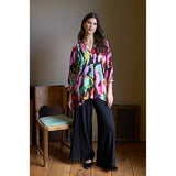 Sahara Textured Wave Jersey Wide Trousers in Black