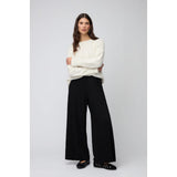 Sahara Textured Wave Jersey Wide Trousers in Black