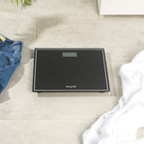 SALTER Compact Glass Electronic Bathroom Scale in Black