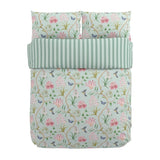Sanderson Clementine Cotton Double Duvet Cover Set In Raspberry / Sea Breeze
