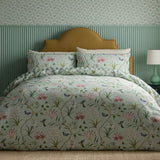 Sanderson Clementine Cotton S-King Duvet Set In Raspberry / Sea Breeze