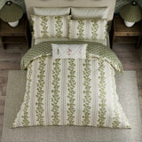 Sanderson X National Trust Cobnut Stripe Single Bedding In Leaf Green