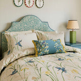 Sanderson Kingfisher & Iris Cover Set Super King Size in Azure & Linen