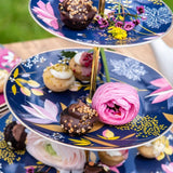 Sara Miller 3 Tier Cake Stand Navy Orchard