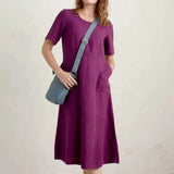 Seasalt Linin Midi dress In Cassis Pink