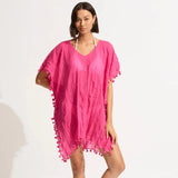Seafolly Amnesia Kaftan In Hot Pink
