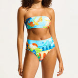 Seafolly Aquarius High Waisted Bikini Bottom In Turquoise