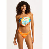 Seafolly Aquarius Reversible High Cut Pant In Turquoise