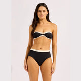 Seafolly Bandwave High Waist Bikini Bottom In Black