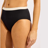 Seafolly Bandwave High Waist Bikini Bottom In Black