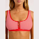 Seafolly Clubhouse Zip Front Tank Top Bikini Top In Flame