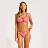 Seafolly Clubhouse Zip Front Tank Top Bikini Top In Flame