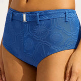 Seafolly Oasis Belted Hollywood Boyleg Bikini Bottom in Ultramarine