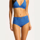 Seafolly Oasis Belted Hollywood Boyleg Bikini Bottom in Ultramarine