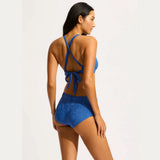Seafolly Oasis Belted Hollywood Boyleg Bikini Bottom in Ultramarine