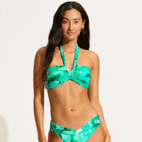 Seafolly Secret Garden Halter Bandeau Bikini Top In Jade