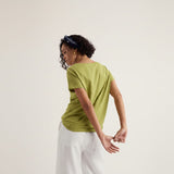 Seasalt Appletree Keyhole Detail T-Shirt In Avocado