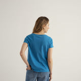 Seasalt Appletree Keyhole Detail T-Shirt In Sail Blue