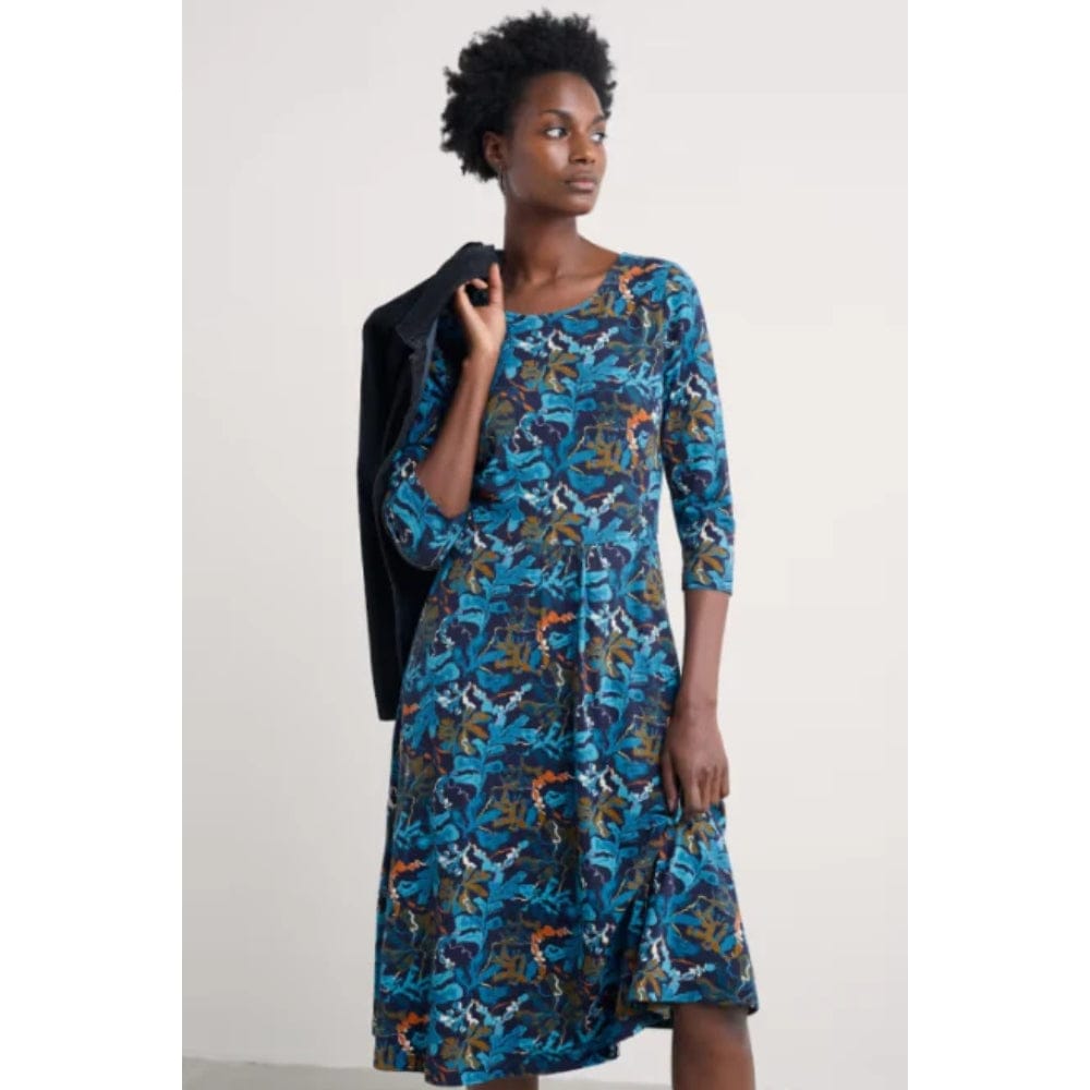 Seasalt April Jersey Dress In Floating Fronds Maritime Seasalt April Jersey Dress In Floating Fronds Maritime