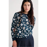 Seasalt Bright Wave Printed Organic Cotton Sweatshirt In Dark Lugger