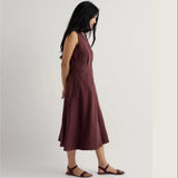 Seasalt Carved Wood Linen Sleeveless Dress In Cacao