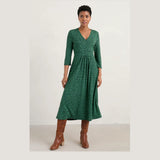 Seasalt Carwynnen Three Quarter Sleeve Dress Ditsy Silhouette Island