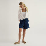 Seasalt Eskelli Wide Leg Denim Shorts In Mid Wash