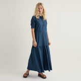 Seasalt Feather Star Tiered Dress In Indigo