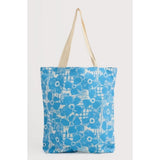 Seasalt Foldaway Canvas Shopper In Patchwork Blue Lagoon