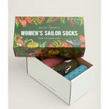 Seasalt Gift Box of 4 Women's Wildlife Pattern Socks In Fronds Mix