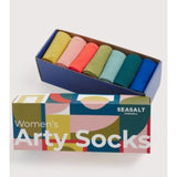 Seasalt Gift Box of 7 Women's Arty Socks Plain In Palette Mix