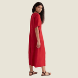 Seasalt Grass Wave Linen Midi Dress in Boat Red