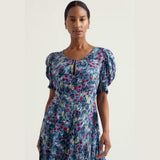 Seasalt Marsh Violet Short Sleeve Empire Line Dress In Seascape Mix