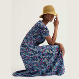 Seasalt Marsh Violet Short Sleeve Empire Line Dress In Seascape Mix