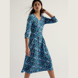 Seasalt Pier View 3/4 Sleeve Dress In Spring Pansy Sail