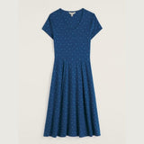 Seasalt Pier View Jersey Dress In Spot Dark Voyage