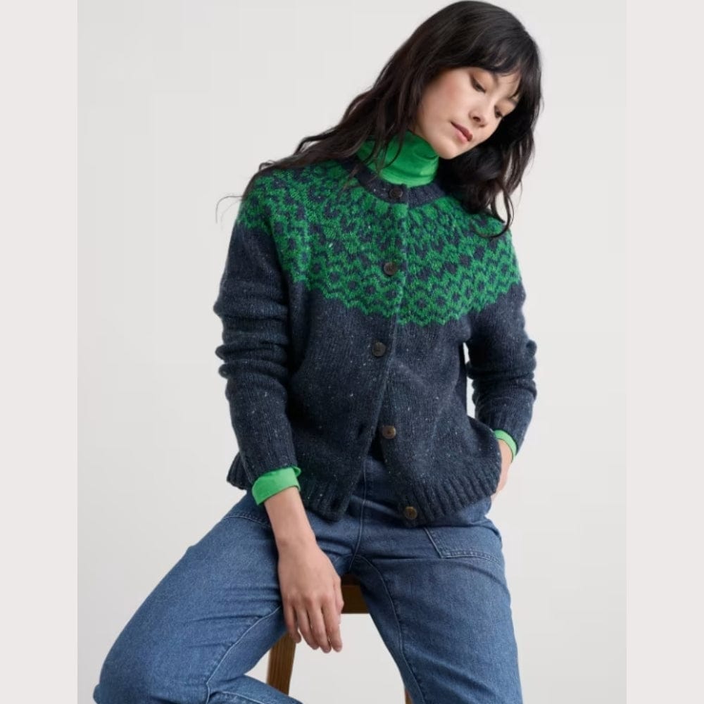 Seasalt Port Kinnis Fair Isle Cardigan With Merino In Wag Tail