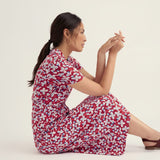 Seasalt Seed Packet Short Sleeve Midi Dress In Red