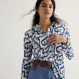 Seasalt Teasel Head Printed Jersey Shirt In Ink Strokes Chalk